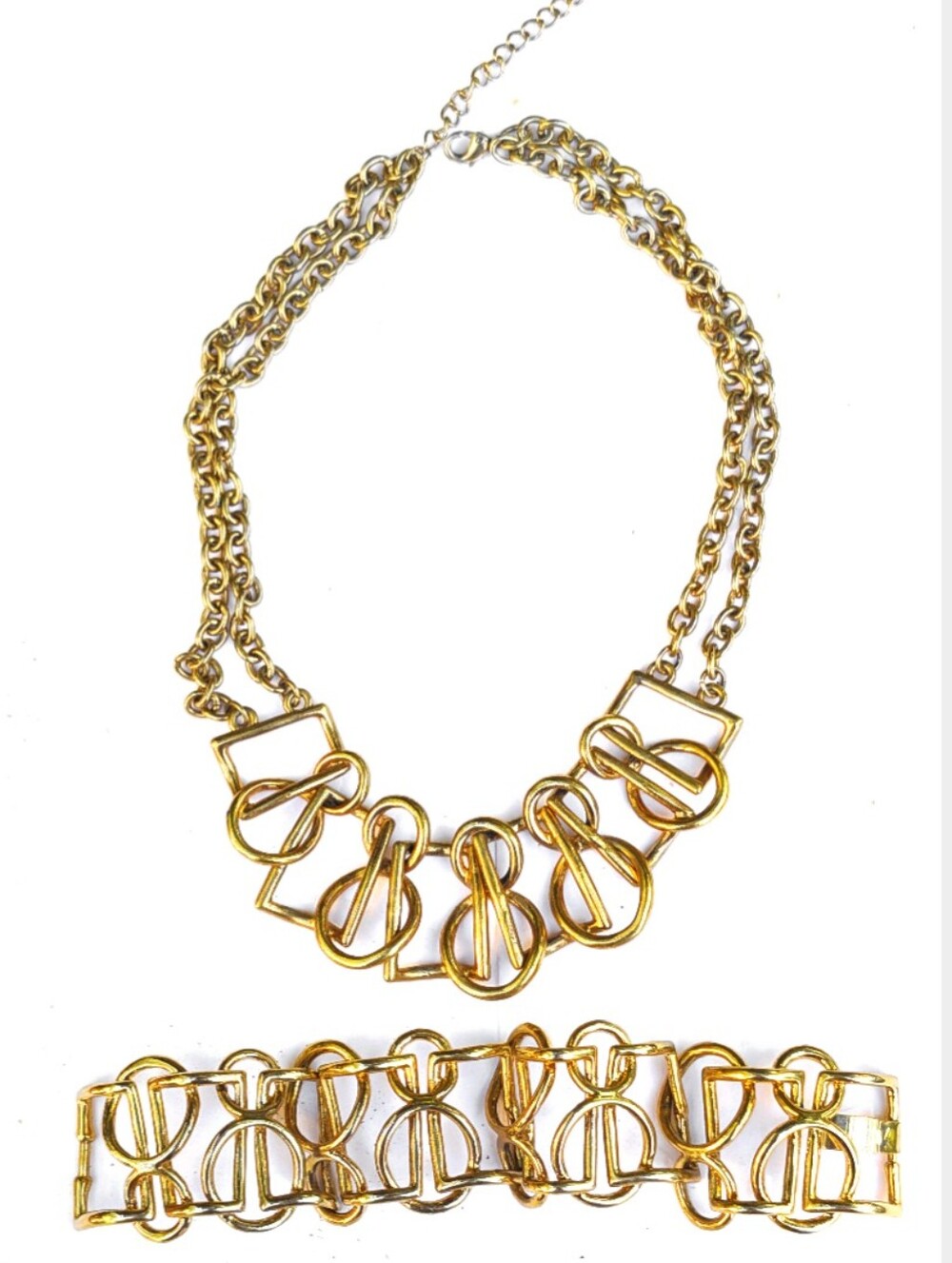 Vintage Gold Y2K Chunky Matching Necklace and Bracelet